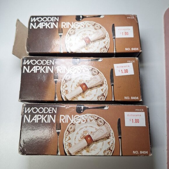 Wooden Napkin Rings Vintage 12 Pieces Round Smooth Rustic Cabin 1980s No 8404 - Picture 3 of 7